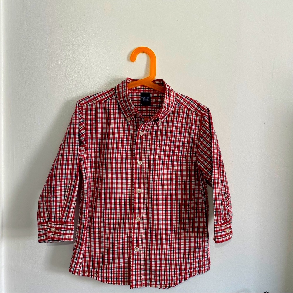 Boys button down plaid OshKosh shirt